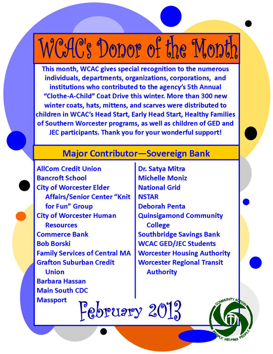Donor of the Month - February 2013